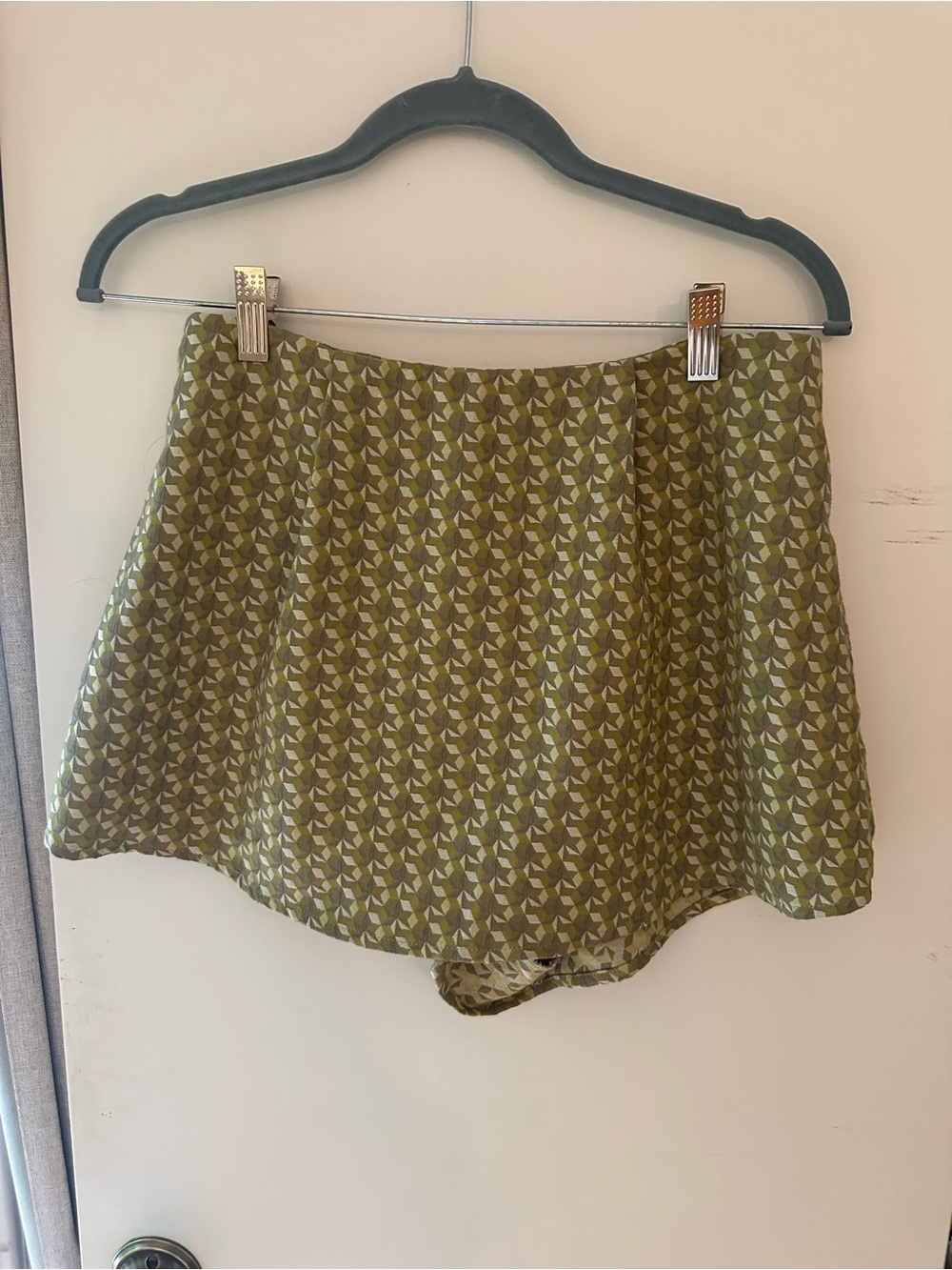 Olive Geo-Pattern Women’s Skort - A-Line Casual Skort